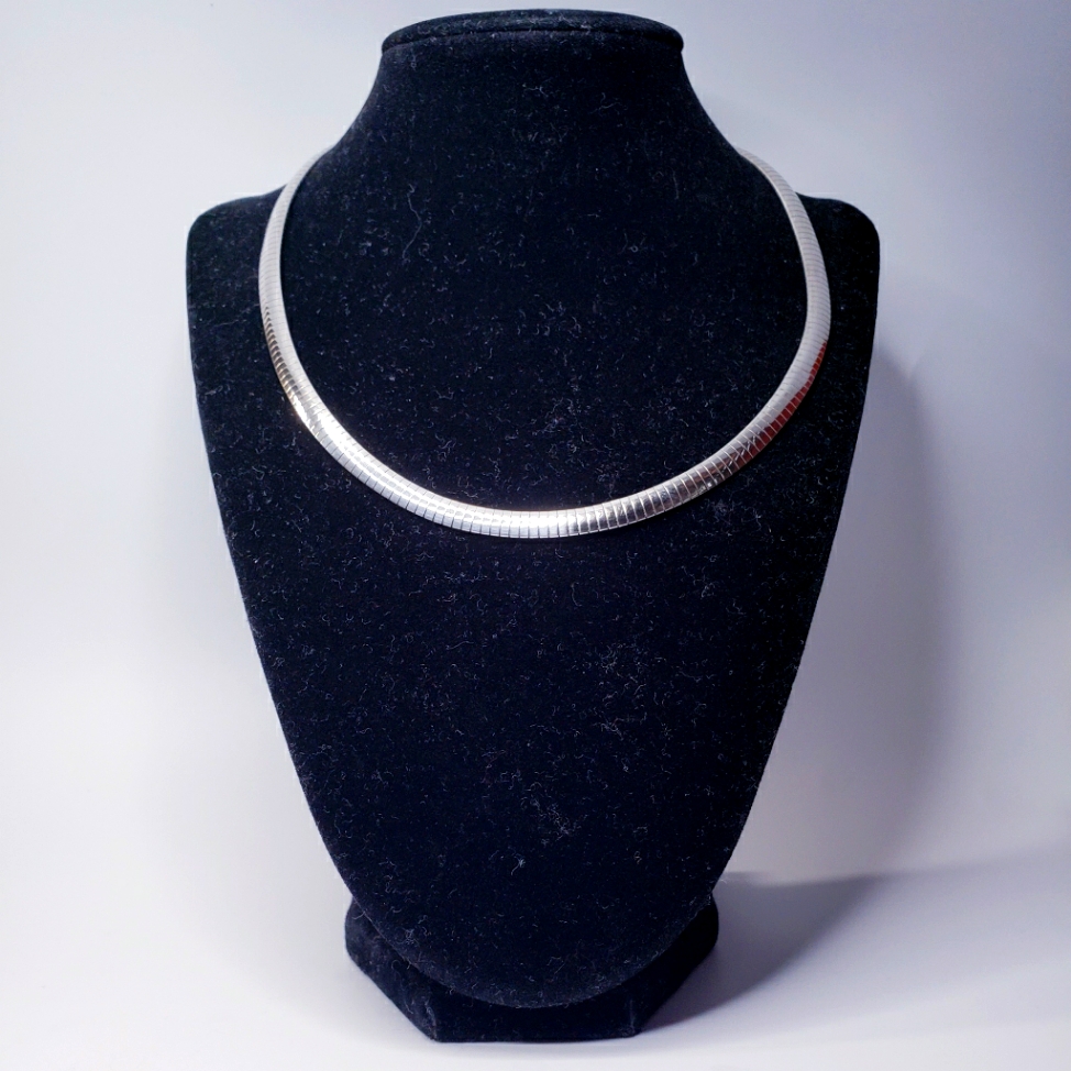 Vintage Sterling Silver Italian Omega Necklace 17 Long